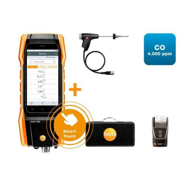 Комплект аналізатора димових газів (O2, CO до 4000 ppm) з принтером testo 300 NEXT LEVEL kit 2